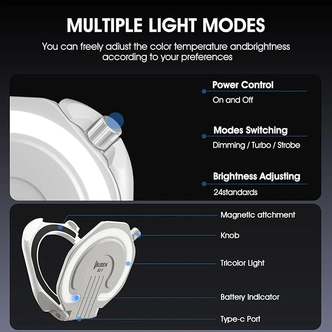 WUBEN E1 EDC Rechargeable Selfie Light Portable Ring Light - Image 14